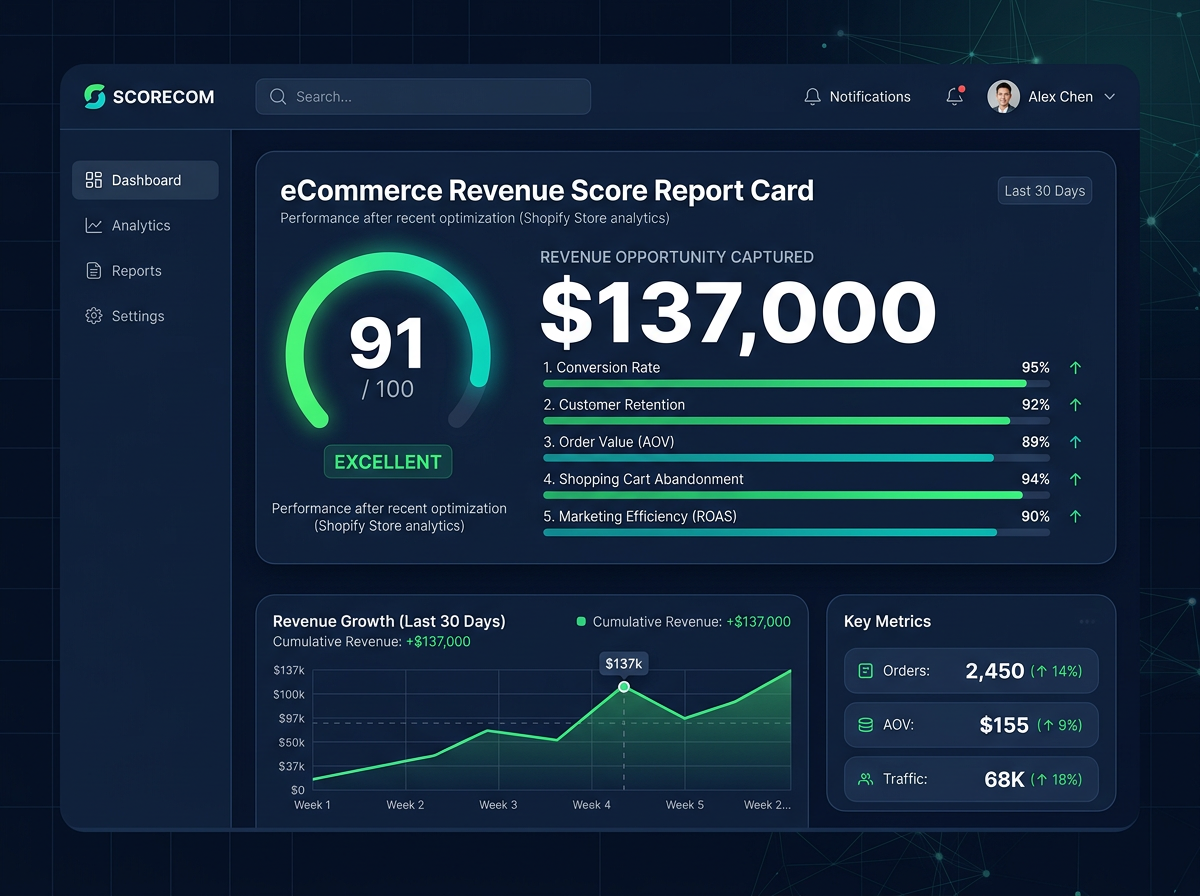 Improved revenue score report mockup after fixing gaps found in the audit